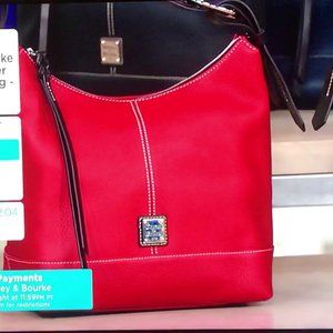 Dooney & Bourke Pebble Leather Hobo Handbag- Gracie - RED